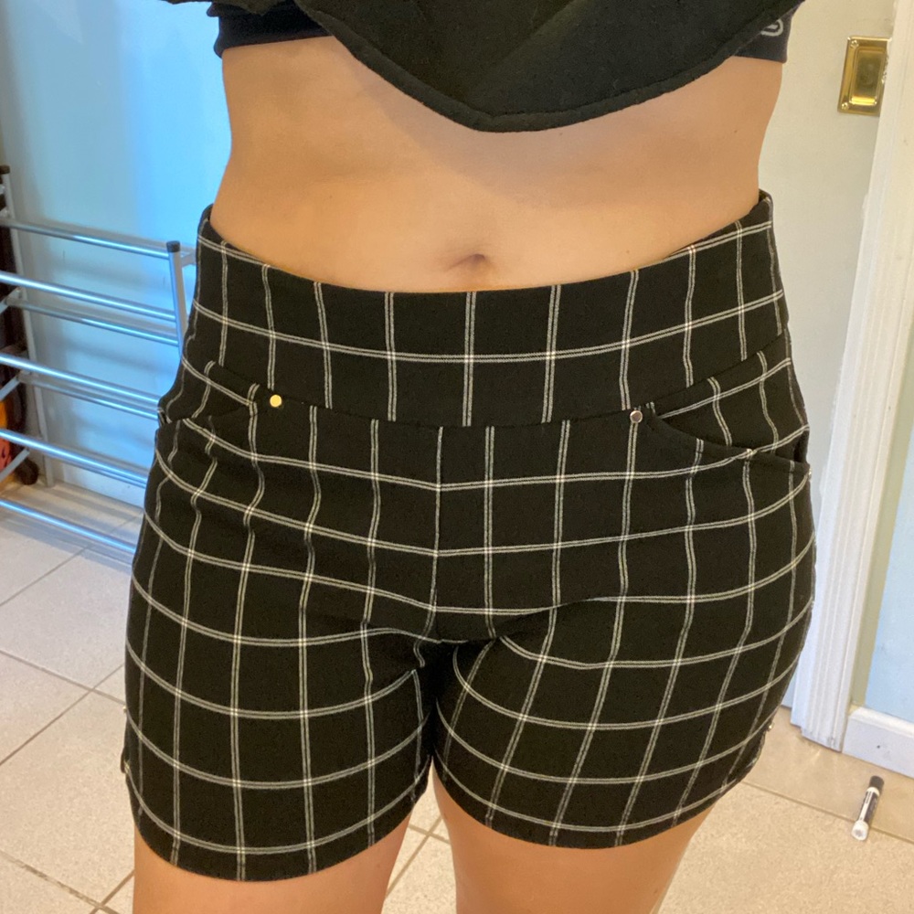 Black and White Grid Shorts